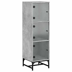 Maison Chic Commode Buffet - Meuble de rangement avec portes en verre gris béton 35x37x120 cm -GKD58803