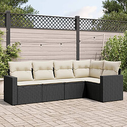 Maison Chic Salon de jardin 5 pcs avec coussins | Ensemble de Table et chaises | Mobilier d'Extérieur noir résine tressée -GKD83411