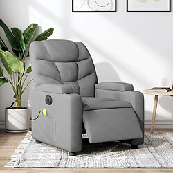 vidaXL Fauteuil de massage inclinable électrique gris clair tissu