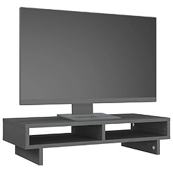 Avis vidaXL Support de moniteur Gris 60x27x14 cm Bois de pin solide