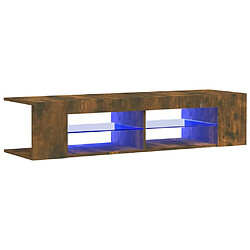 Maison Chic Meubles TV avec lumières LED - Banc TV pour salon chêne fumé 135x39x30 cm -MN66482