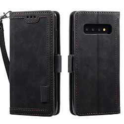 Etui en PU style d'épissage vintage avec support noir pour votre Samsung Galaxy S10