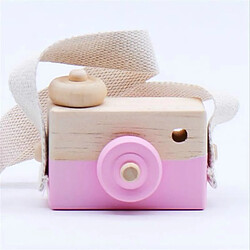 Wewoo Enfants en bois appareil photo photographie accessoires créatifs faits à la main jouets ornements décoratifs rose