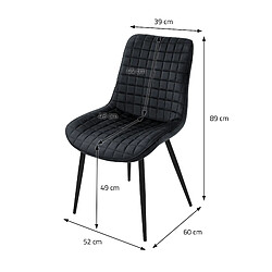 ML-Design Lot de 6 Chaises de Salle à Manger, Noir, Assise en Velours avec Pieds Métalliques Noirs pas cher