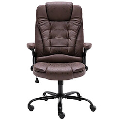 Helloshop26 Chaise fauteuil siège de bureau informatique étude foncé similicuir daim brun 02_0024030