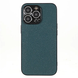 Coque en cuir véritable texture litchi, antichoc vert pour votre iPhone 13 Pro 6.1 pouces