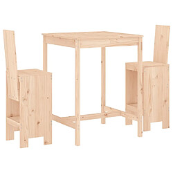 Maison Chic Table de bar et chaises d'extérieur 3 pcs,Ensemble de bar de jardin pour relax bois de pin massif -GKD982707