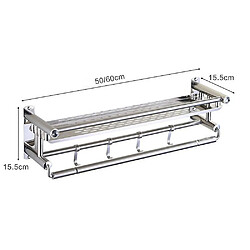 Universal Porte-serviettes en acier inoxydable monocouche double/monocouche maison (60 * 15.5 * 15.5cm) (argent)