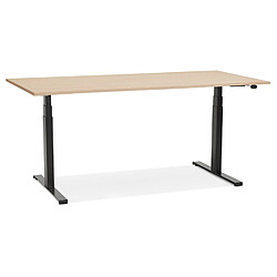 Alterego Bureau ergonomique électrique 'TRONIK' noir avec plateau en bois finition naturelle - 160x80 cm