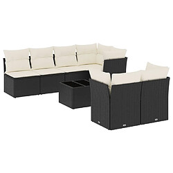 Maison Chic Salon de jardin 8 pcs avec coussins | Ensemble de Table et chaises | Mobilier d'Extérieur noir résine tressée -GKD53543