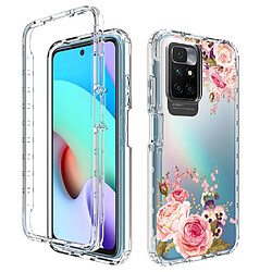 Coque en TPU 2-en-1 pour votre Xiaomi Redmi 10 2022 4G/Redmi 10 4G (2021)/Redmi Note 11 4G (MediaTek)/Redmi 10 Prime - une rose