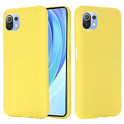 Coque en silicone Liquide avec Sangle jaune pour votre Xiaomi Mi 11 Lite 4G/5G