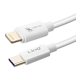 Câble USB-C vers Lightning 60W Charge et Synchro Fast Charge 3A 1.2m LinQ Blanc