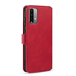 Dg.Ming Etui en PU Style rétro avec support rouge pour votre Xiaomi Redmi 9T/9 Power/Note 9 4G (Qualcomm Snapdragon 662)