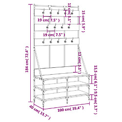 vidaXL Porte-vêtements et rangement des chaussures noir 100x40x184 cm pas cher