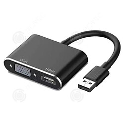 INN® Interface USB3.0 vers HDMI convertisseur VGA projecteur à noyau de cuivre noir carte graphique externe câble adaptateur extern