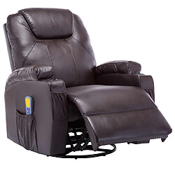 Avis vidaXL Fauteuil à bascule de massage Marron Similicuir