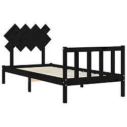 Maison Chic Lit adulte - Cadre Structure de lit avec tête de lit Contemporain noir 90x200 cm bois massif -MN33632 pas cher