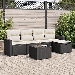 vidaXL Salon de jardin 6 pcs avec coussins noir résine tressée