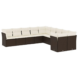 Maison Chic Salon de jardin 10 pcs avec coussins | Ensemble de Table et chaises | Mobilier d'Extérieur marron résine tressée -GKD85377