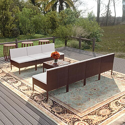 Maison Chic Salon de jardin 8 pcs + coussins - Mobilier/Meubles de jardin - Table et chaises d'extérieur Résine tressée Marron -MN76074