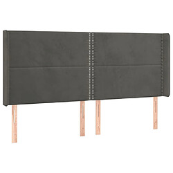 Maison Chic Tête de lit moderne avec oreilles pour chambre - Décoration de lit Gris foncé 163x16x118/128 cm Velours -MN43053