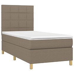 Avis Maison Chic Lit adulte- Lit + matelas,Sommier à lattes de lit et matelas et LED Taupe 90x200 cm Tissu -GKD83278