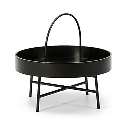 Vs Venta-Stock Table Basse Table auxilaire Ronde Manila avec Plateau en MDF Noir et Structure métallique en Couleur Noir Mat/DIAMÈTRE: 60 cm