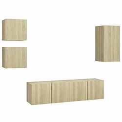 Maison Chic Ensemble de meubles TV 5 pcs | Banc TV Moderne pour salon | Meuble de Rangement - Chêne sonoma Aggloméré -MN16722