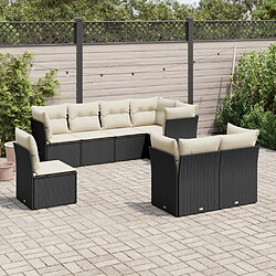 Maison Chic Salon de jardin 8 pcs avec coussins | Ensemble de Table et chaises | Mobilier d'Extérieur noir résine tressée -GKD53611