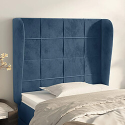 Maison Chic Tête de lit moderne avec oreilles pour chambre - Décoration de lit Bleu foncé 83x23x118/128 cm Velours -MN94659