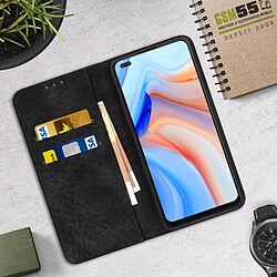 Avizar Étui Oppo Reno 4 Folio Clapet Portefeuille Support Vidéo Vintage Noir pas cher