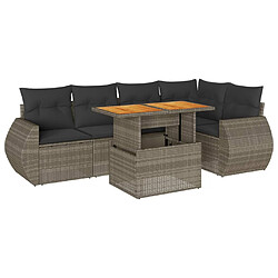 vidaXL Salon de jardin 6 pcs avec coussins gris résine tressée