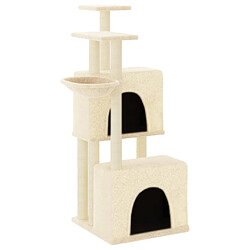 Helloshop26 Arbre à chat meuble tour grimper jouet grattage grattoir escalade plateforme avec griffoirs en sisal 122 cm crème 02_0022462