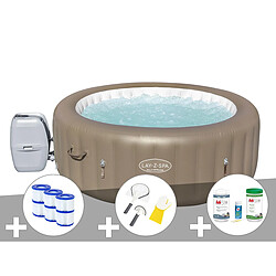 Kit spa gonflable Bestway Lay-Z-Spa Palm Springs rond Airjet 4/6 places + 6 filtres + Kit traitement brome + Kit de nettoyage