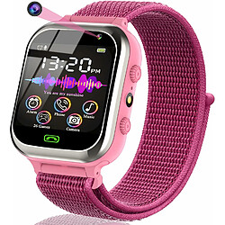 Vendos85 Montre Connectée Enfant Intelligente Two-Way Call Smartwatch Téléphone SOS Jeux Réveil rose