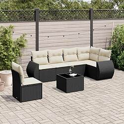 Maison Chic Salon de jardin 7 pcs avec coussins | Ensemble de Table et chaises | Mobilier d'Extérieur noir résine tressée -GKD82931