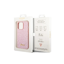 Avis Guess Maroquinerie Guess Coque pour Apple iPhone 14 Pro Max TPU Glitter Script Rose