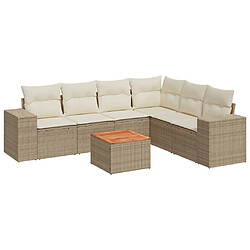 vidaXL Salon de jardin avec coussins 7 pcs beige résine tressée