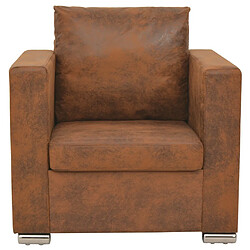 Helloshop26 Fauteuil chaise siège lounge design club sofa salon cuir daim artificiel marron 1102124/3