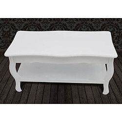 Maison Chic Table basse pour salon | Table à café 2 couches MDF Blanc -GKD49306 pas cher