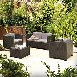 Salon de Jardin et Terrasse Shaf Diva Confort avec Canapé Deux Places + 2 Fauteuils + Table Basse | Coussins Lavables