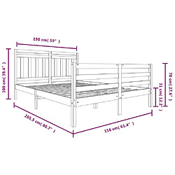 vidaXL Cadre de lit sans matelas bois massif pas cher