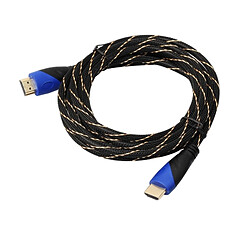 Wewoo Câble noir 3 m HDMI 1.4 Version 1080P Tissé Net Ligne Bleu Tête HDMI Mâle à HDMI Audio Vidéo Connecteur D'adaptateur