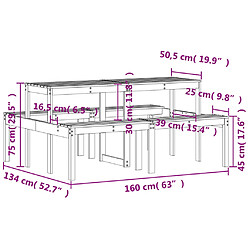 vidaXL Table de pique-nique blanc 160x134x75 cm bois massif de pin pas cher