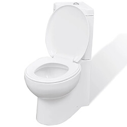 vidaXL Toilette d'angle en céramique pour salle de bains blanc