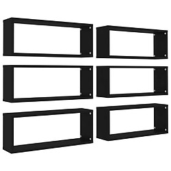 Maison Chic Lot de 6 Étagères cube murales,Etagère de rangement flottantes Noir 60x15x23 cm Aggloméré -MN20302