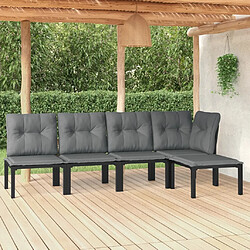 Maison Chic Salon de jardin 5 pcs - Table et chaises d'extérieur - Mobilier/Meubles de jardin Moderne noir et gris résine tressée -MN11597