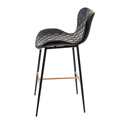 Avis Mendler 2x tabouret de bar HWC-E55, chaise de bar/comptoir, vintage, haubans dorés ~ similicuir noir