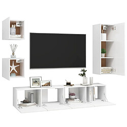 Avis Maison Chic Ensemble de meubles TV 5 pcs | Banc TV Moderne pour salon | Meuble de Rangement - Blanc Aggloméré -MN57826